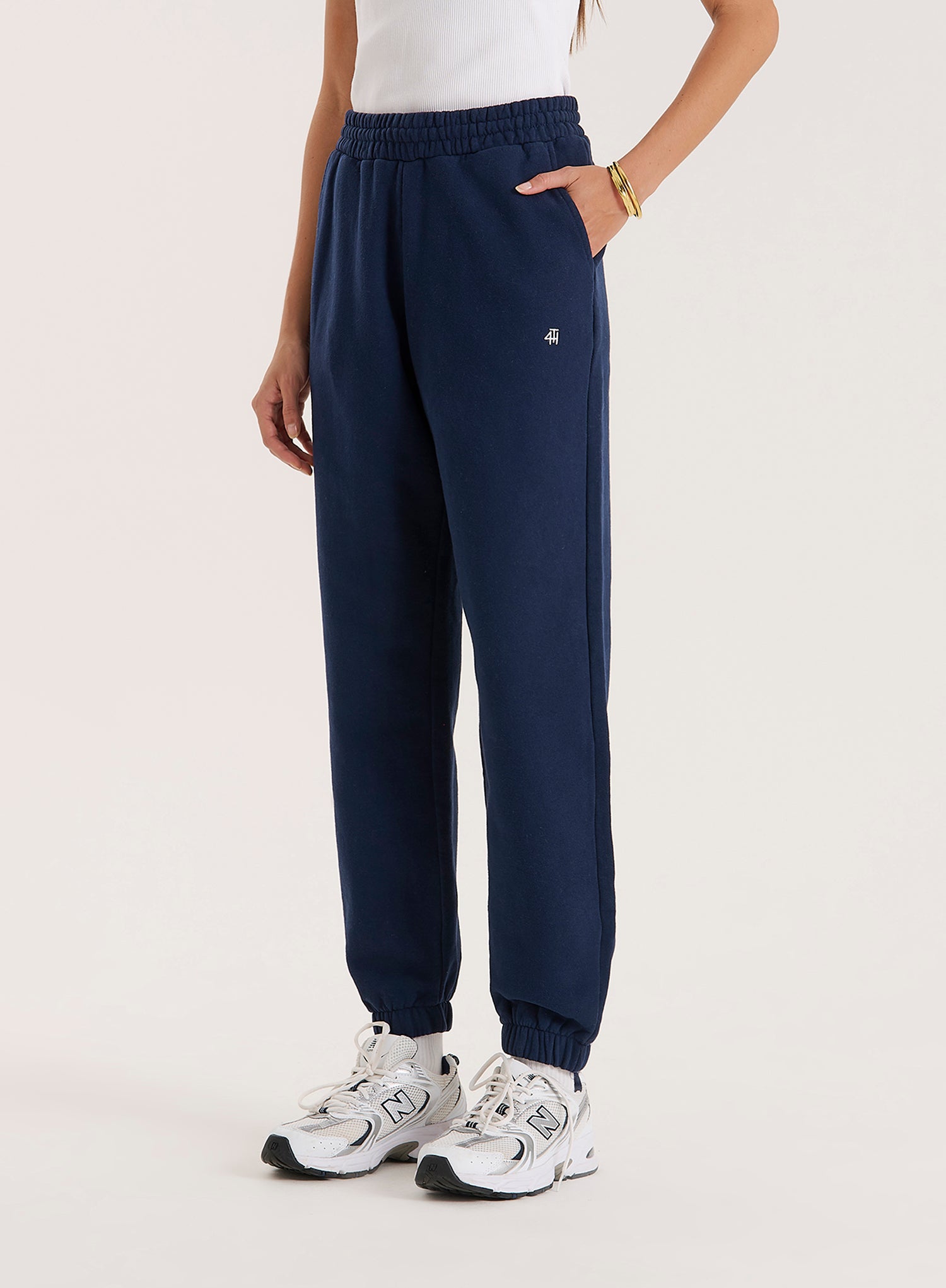 Navy Branded Cuffed Jogger